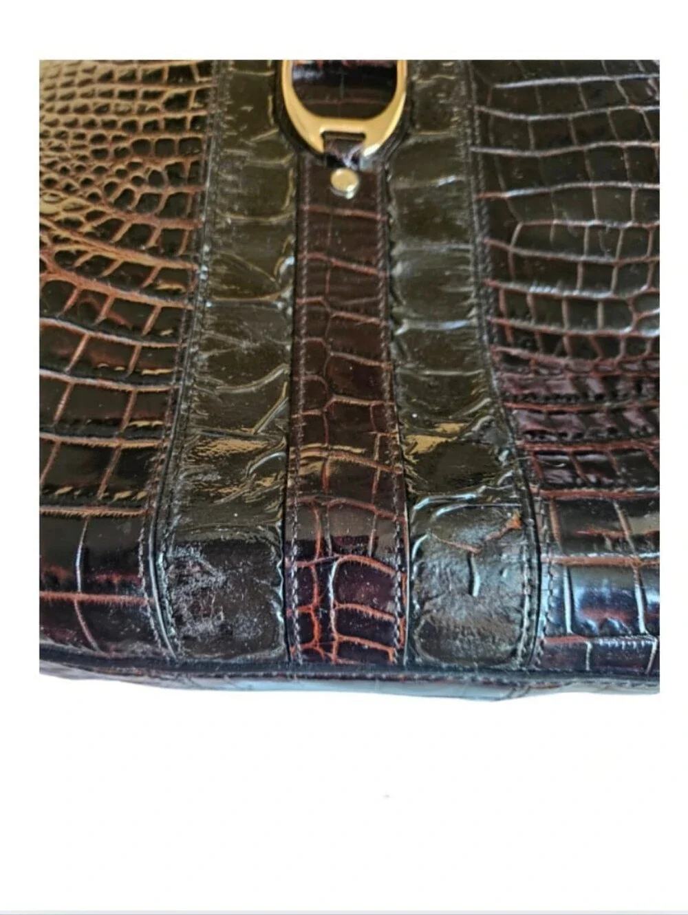 Cole Haan Dark Brown Croc-Embossed Top-Handle Satchel - Picture 8 of 15